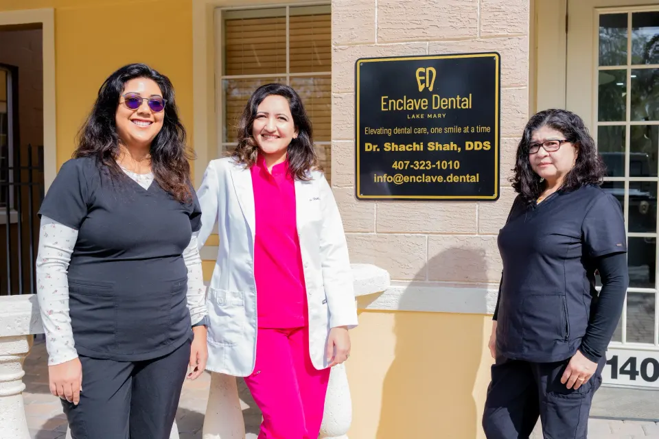 Dr. Shah at Enclave Dental Lake Mary FL performing crown restoration