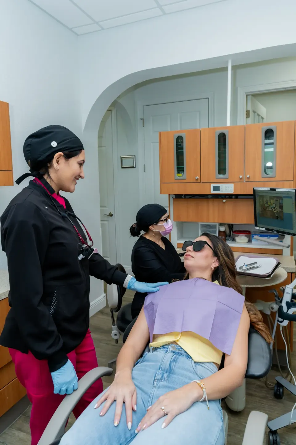 Patient comfortable during oral surgery consultation at Enclave Dental