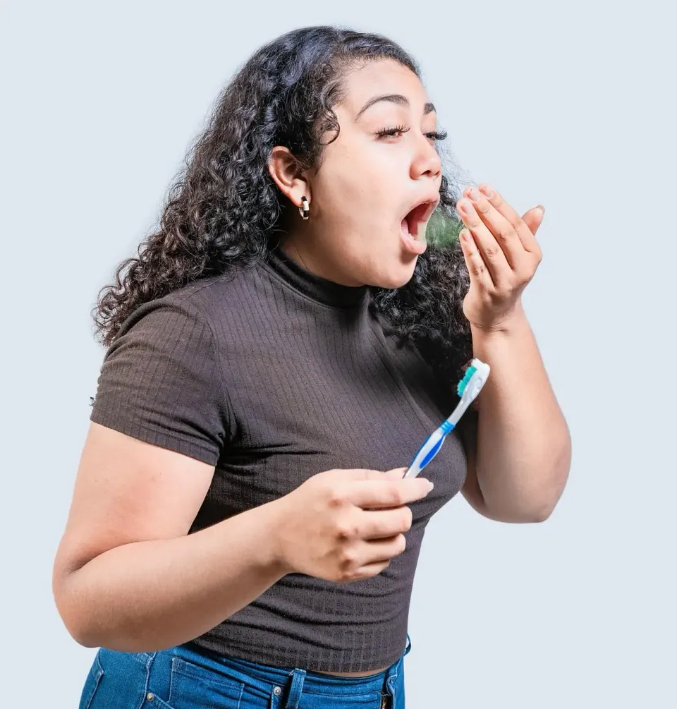 Illustration of bacteria causing bad breath in the oral cavity