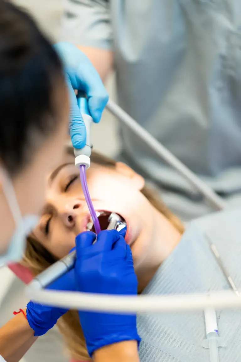 Patient relaxed and comfortable during dental treatment at Enclave Dental