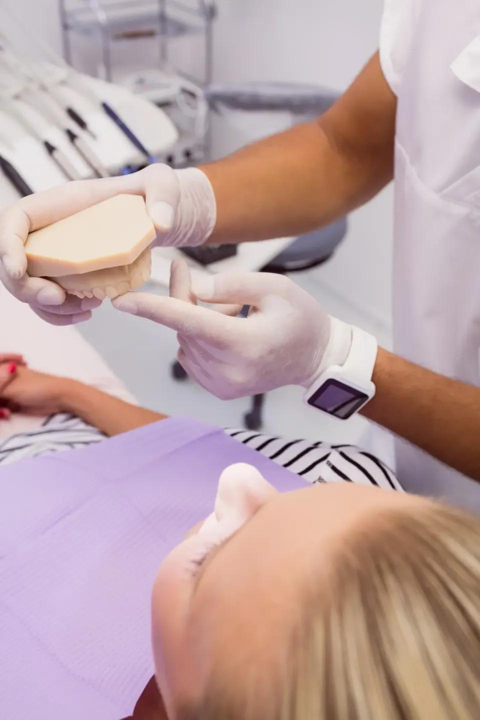 Close-up of tooth-colored composite resin filling material used at Enclave Dental